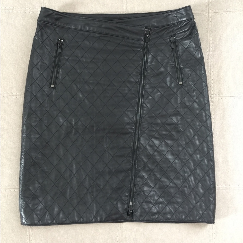 Worth New York Quilted Genuine Leather Skirt